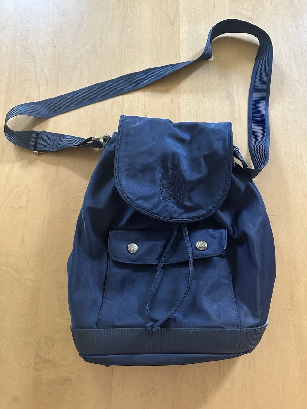 Vintage Liz Claiborne Bucket Bag Purse Handbag Navy Blue